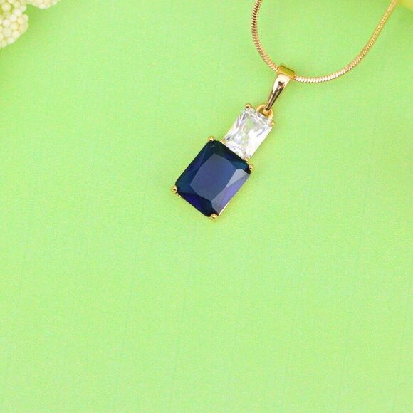 "Royal Blue Pendant with Gold-Plated Finish – Elegant Sparkle Charm, XPPT1807 - Picture 12 of 13